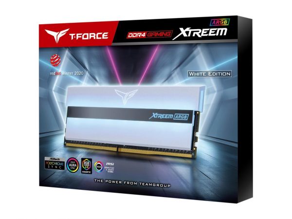 TEAMGROUP T-FORCE XTREEM ARGB 3600MHZ CL14 16GB KIT (2X8GB) DDR4 DRAM DESKTOP GAMING RAM (WHITE) -TF13D416G3600HC14CDC01