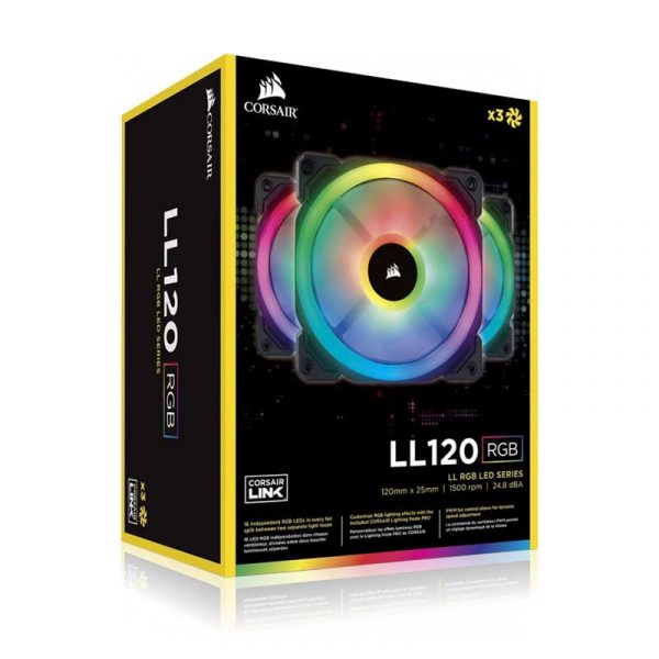 CORSAIR LL120 RGB 120MM DUAL LIGHT LOOP RGB LED PWM FAN 3 FAN PACK WITH LIGHTING NODE PRO CABINET FAN - CO-9050072-WW