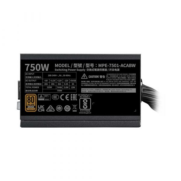 Cooler Master MWE Bronze 750 Watt V3 Power Supply - MPE-7501-ACABW-3B