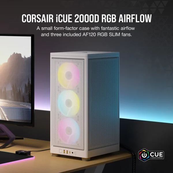 CORSAIR 2000D RGB AIRFLOW MINI-ITX MID TOWER CABINET-WHITE