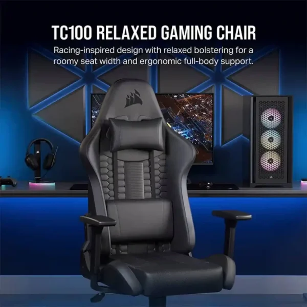 Corsair TC100 Relaxed Gaming Chair (Fabric Black/Black) (CF-9010051-WW)