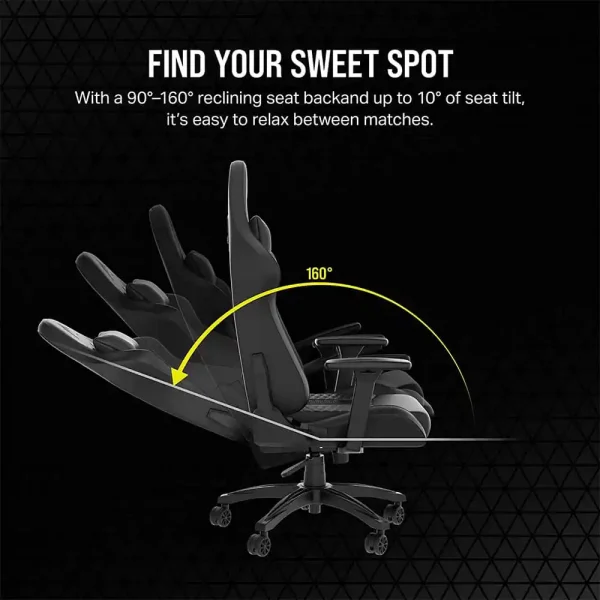 Corsair TC100 Relaxed Gaming Chair (Fabric Black/Black) (CF-9010051-WW)