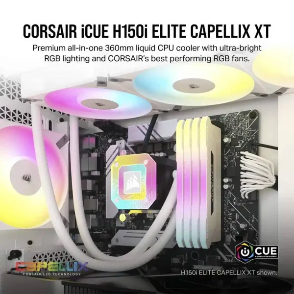 CORSAIR ICUE H150I ELITE CAPELLIX XT AIO LIQUID COOLER (WHITE)