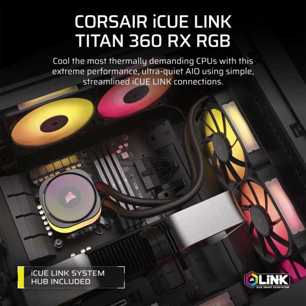 Corsair iCUE Link Titan 360 RX RGB AIO Liquid CPU Cooler Black - CW-9061018-WW