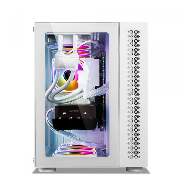 ANT ESPORTS CRYSTAL WHITE RGB GAMING CABINET - AESP0229