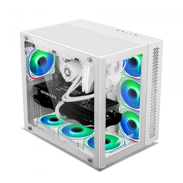 ANT ESPORTS CRYSTAL WHITE RGB GAMING CABINET - AESP0229