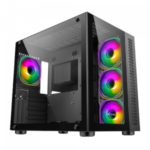 ANT ESPORTS CRYSTAL BLACK RGB GAMING CABINET - AESP0228