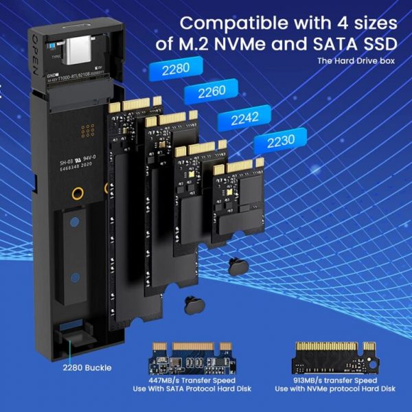 EVM USB 3.1 Gen 2 M.2 SATA and NVMe SSD Case - EVM-CG-001