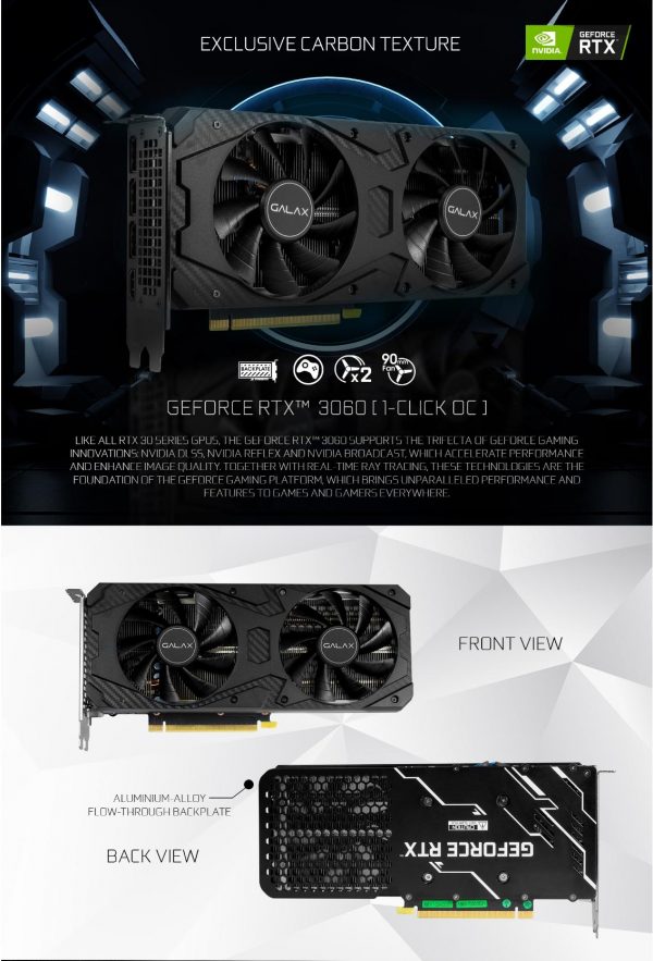 Galax RTX 3060 (1-Click OC) 12GB Graphics Card