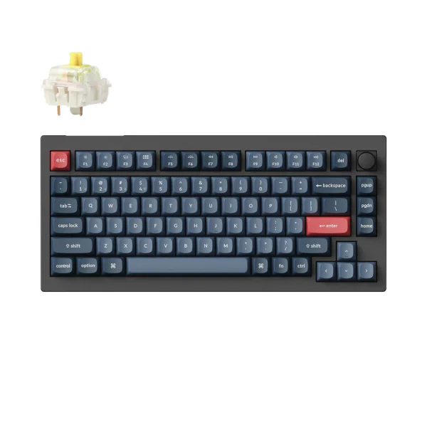 Keychron V1 Max QMK/VIA Wireless Custom Mechanical Keyboard – Gateron Jupiter Banana / Carbon Black