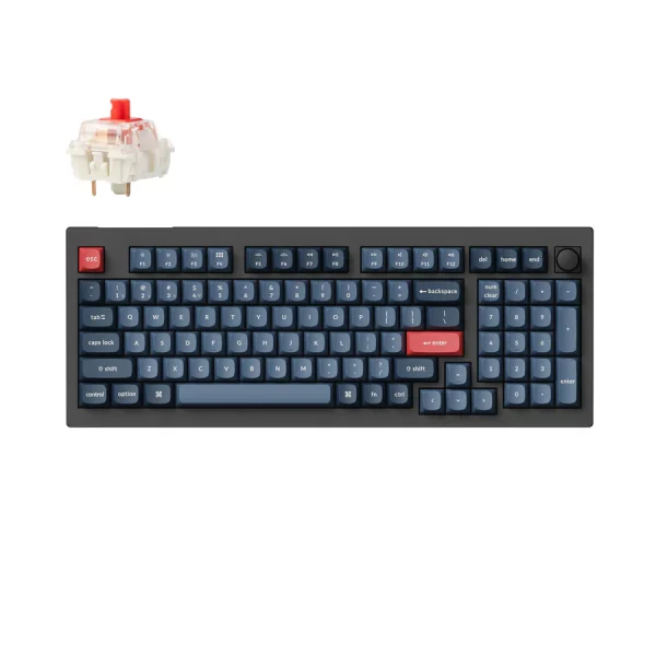 Keychron V5 Max QMK/VIA Wireless Custom Mechanical Keyboard– Carbon Black / Gateron Jupiter Red