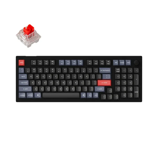 Keychron V5 QMK Custom Mechanical Keyboard - Carbon Black (Non-Transparent) / Keychron K Pro Red