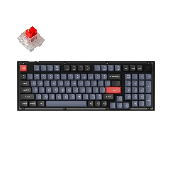 Keychron V5 QMK Custom Mechanical Keyboard - Frosted Black (Translucent) / Keychron K Pro Red