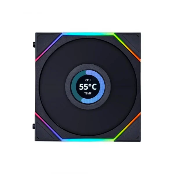 Lian Li Unifan TL LCD Reverse Blade 120mm RGB Cabinet Fan Black Triple Pack - G99-12RTLLCD3B-IN