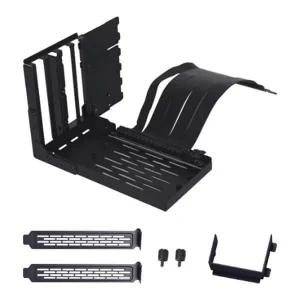 LIAN LI UNIVERSAL 4 SLOTS VERTICAL GPU BRACKET KIT WITH 200MM GEN 4 RISER CABLE (BLACK) - G89-VG4-4X-IN