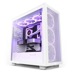 NZXT H7 FLOW E-ATX MID TOWER CABINET TRANSPARENT SIDE PANEL (WHITE)