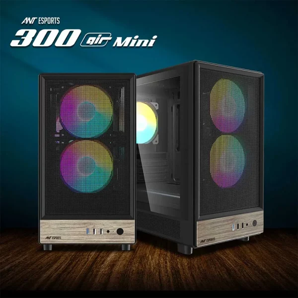 Ant Esports 300 Air Mini Mid-Tower Micro Atx Gaming Cabinet Black (AESP0320) - Image 16