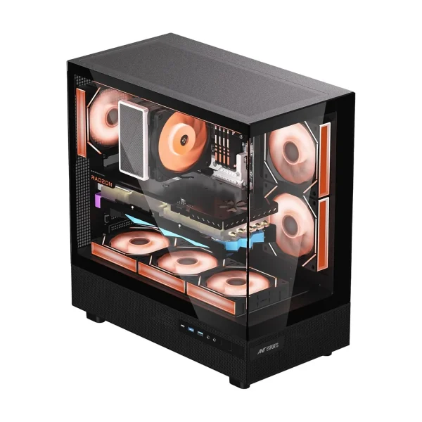 Ant Esports Crystal X6 ATX Mid Tower Cabinet With Type-C Black - Image 2