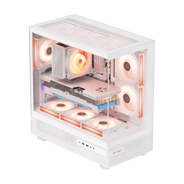 Ant Esports Crystal X6 ATX Mid Tower Cabinet With Type-C White - Image 7