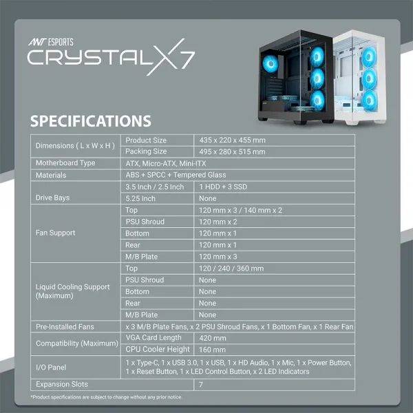 Ant Esports Crystal X7 ATX Gaming Cabinet Black (AESP0322) - Image 16