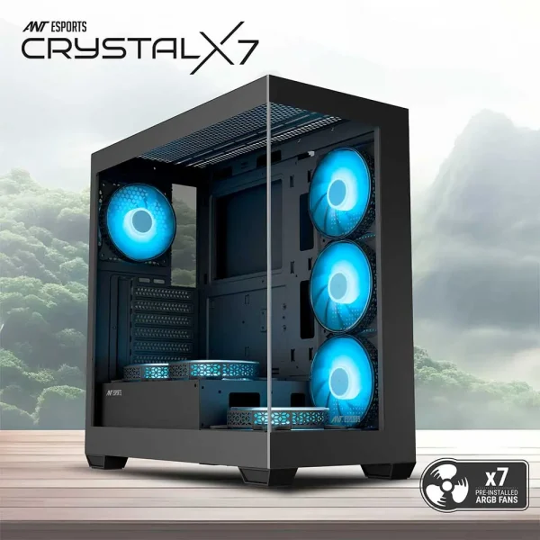 Ant Esports Crystal X7 ATX Gaming Cabinet Black (AESP0322) - Image 11