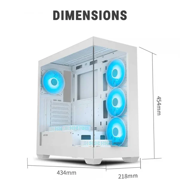 Ant Esports Crystal X7 ATX Gaming Cabinet White (AESP0323) - Image 4