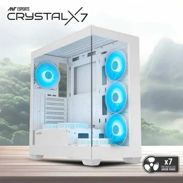 Ant Esports Crystal X7 ATX Gaming Cabinet White (AESP0323) - Image 10