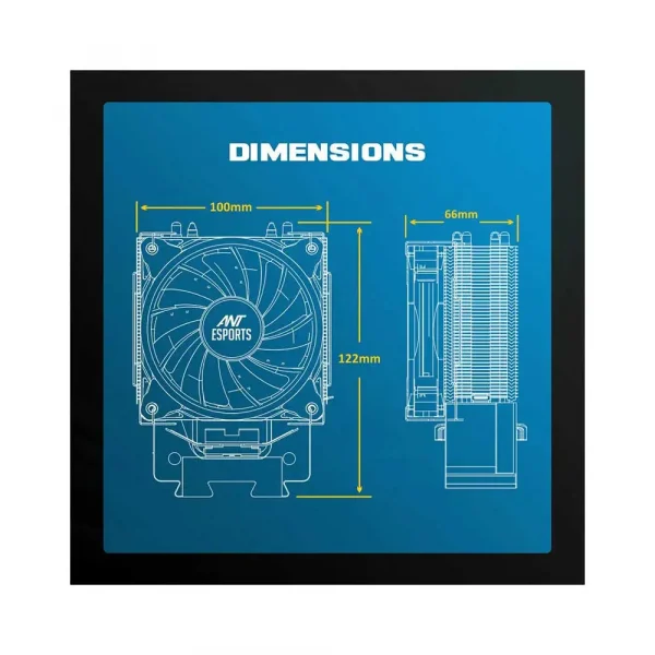 Ant Esports Ice-C200 Cpu Air Cooler With Rainbow Led Fan - Image 3