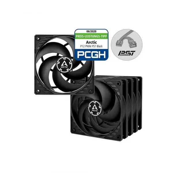 Arctic P12 Pwm Pst 120mm Cabinet Fan 5 Pack Black (ACFAN00137A)