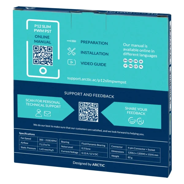 Arctic P12 Slim Pwm Pst 120Mm Pwm Cabinet Fan With Integrated Y-Cable (Acfan00187A) - Image 5