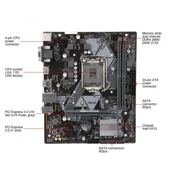 Asus Prime H310M-E R2.0 Lga1151 Micro Atx Motherboard (Prime H310M-E R2.0) - Image 3