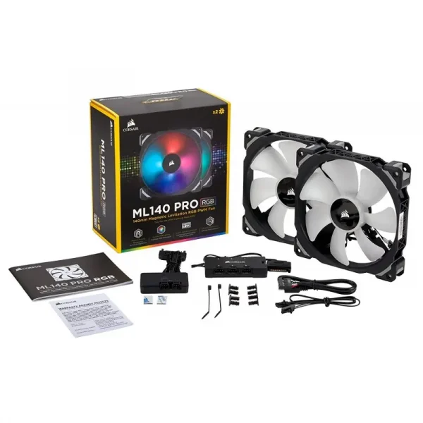 Corsair Ml140 Pro Rgb Led 140Mm Pwm Premium Magnetic Levitation Cabinet Fan (Twin Fan Pack With Lighting Node Pro) (CO-9050078-WW) - Image 4