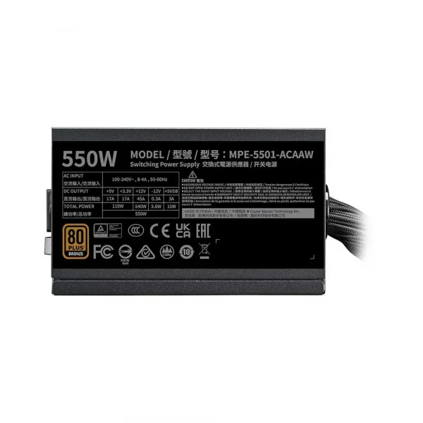 Cooler Master MWE Bronze 550 Watt V3 Power Supply (MPE-5501-ACAAW-3B) - Image 3