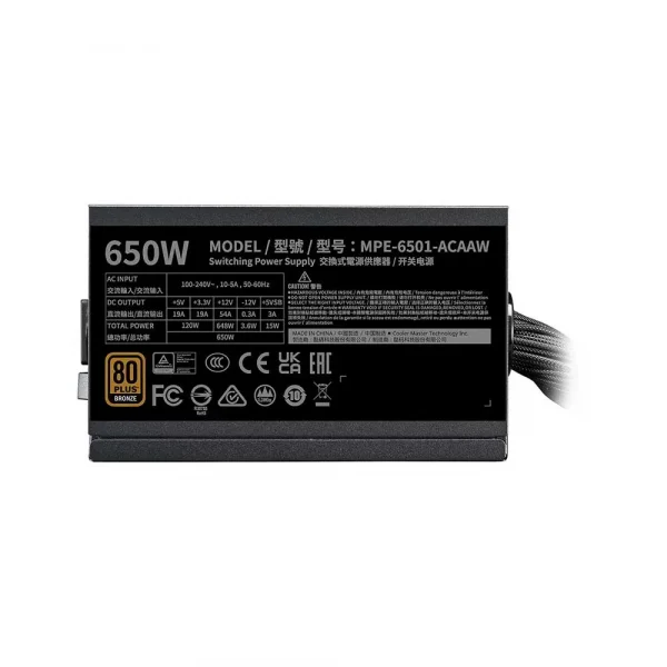 Cooler Master MWE Bronze 650 Watt V3 Power Supply (MPE-6501-ACAAW-3B) - Image 3