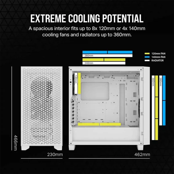 Corsair 3000D Airflow SI Edition Atx Mid Tower Cabinet (White) (CC-9011253-WW) - Image 5