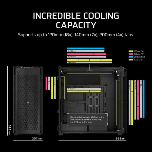 Corsair 9000D RGB Airflow Super Full Tower ATX Cabinet Black (CC-9011273-WW) - Image 3