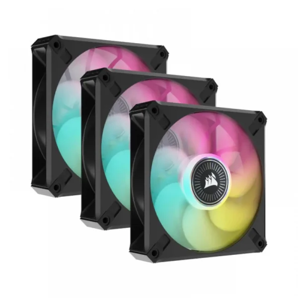 Corsair Icue ML120 Rgb Elite 120mm Pwm Cabinet Fan Triple Pack With Icue Lighting Node Core (Black) (CO-9050113-WW) - Image 2