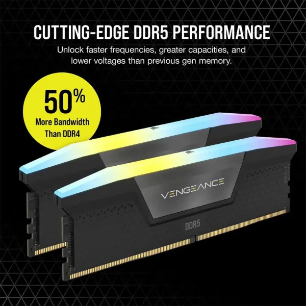 Corsair Vengeance Rgb 32Gb (16Gbx2) Ddr5 Dram 5200Mhz C40 Desktop Ram (Black) (CMH32GX5M2B5200C40) - Image 3