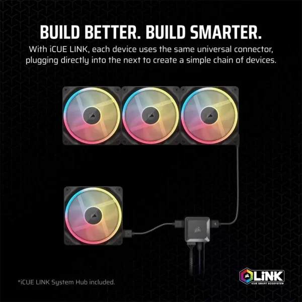 Corsair iCUE LINK LX120-R RGB 120mm PWM Reverse Fans Starter Kit (CO-9051050-WW) - Image 4