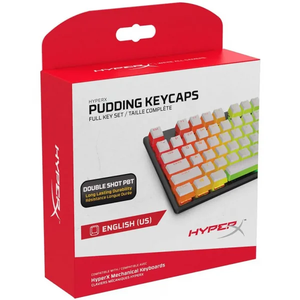 Hyperx Pudding Keycaps - Double Shot Pbt Keycap Set With Translucent Layer For Mechanical Keyboards English (Us) Layout – White