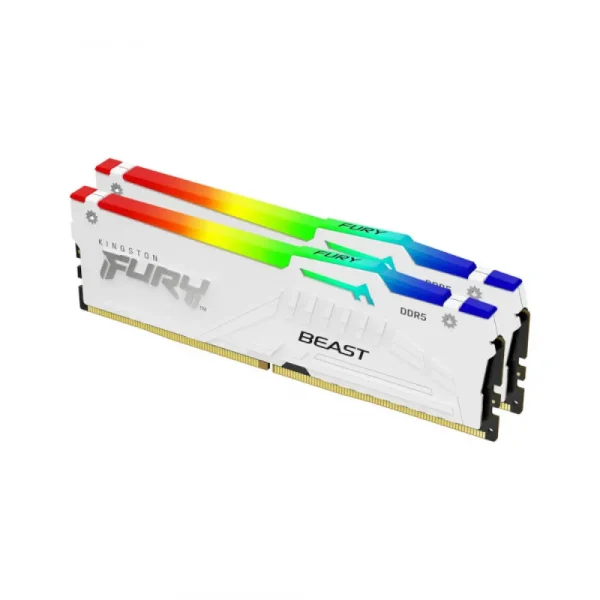 Kingston Fury Beast RGB 32GB (2x16GB) 6000MHz DDR5 CL30 Desktop RAM White (KF560C30BWAK2-32)