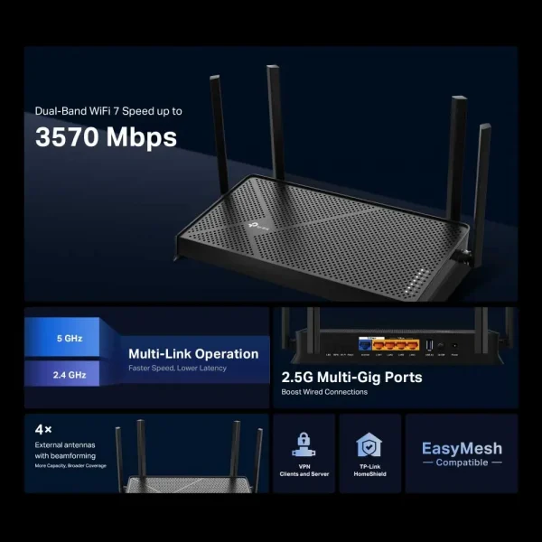 TP Link Archer BE230 Dual Band Wi-Fi 7 Router - Image 2