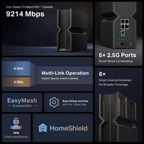 TP Link Archer BE550 Tri-Band Wi-Fi 7 Router - Image 8