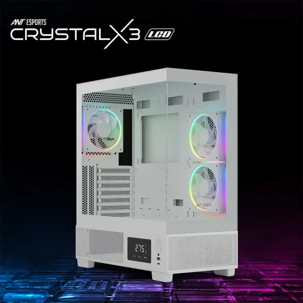 Ant Esports Crystal X3 LCD Mid Tower ATX Cabinet White - Image 3