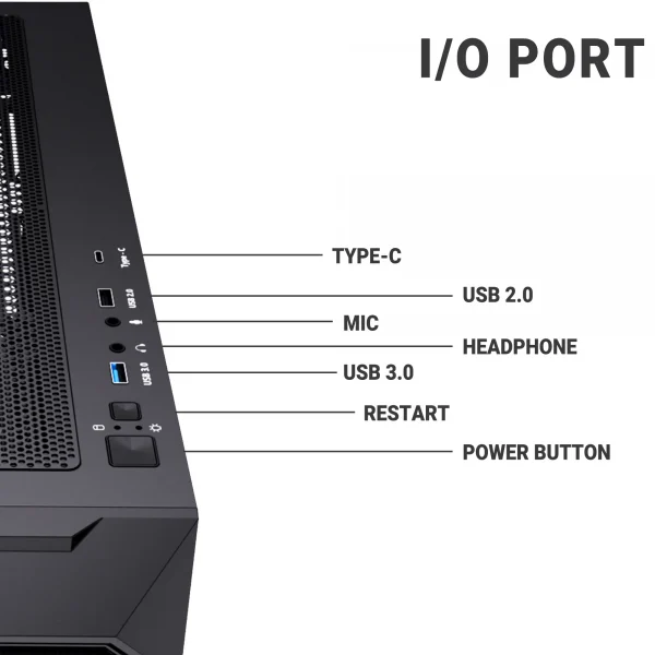 Ant Esports ICE-410 PS E-ATX Mid Tower Gaming Cabinet Black (AESP0321) - Image 4