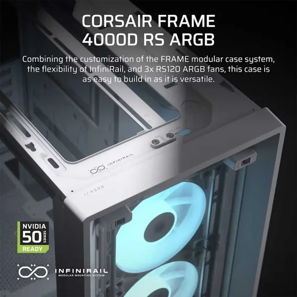 Corsair Frame 4000D RS Argb Modular Mid-Tower Cabinet White (CC-9011297-WW) - Image 4