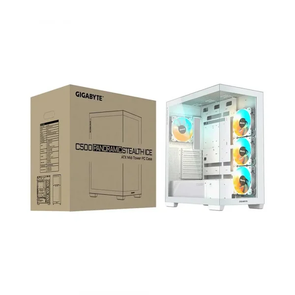 Gigabyte C500 Panoramic Stealth Ice Mid Tower ATX Cabinet (GB-C500PI ST) - Image 2