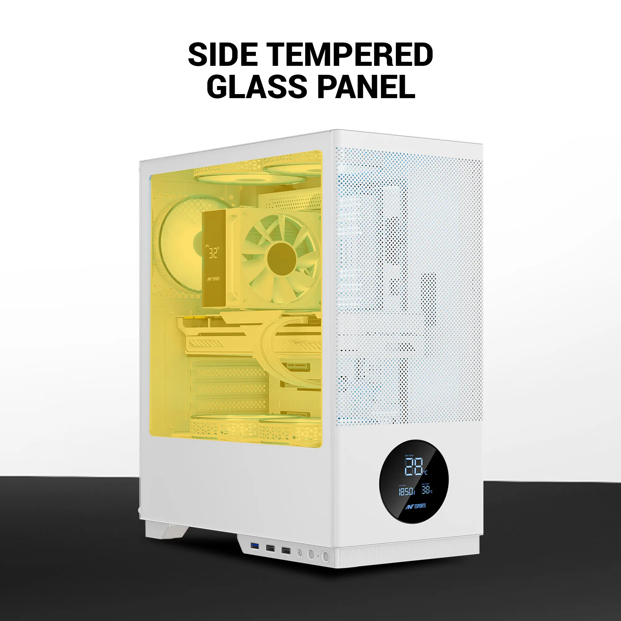 Ant Esports X2 LCD Mid Tower ATX Cabinet White (AESP0383)