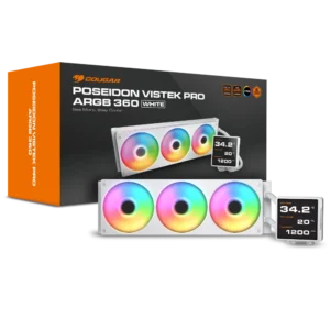 COUGAR Poseiden Vistek Pro ARGB 360mm CPU Liquid Cooler ( With LCD Display ) ( White )