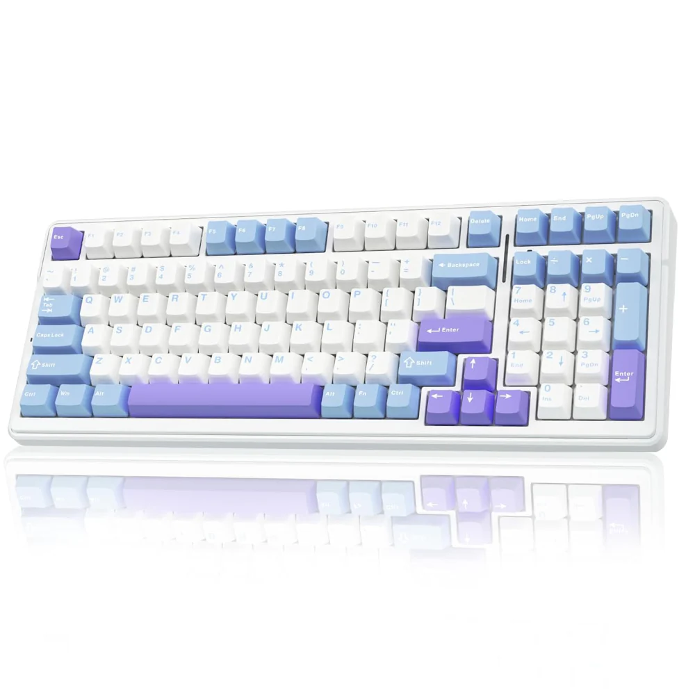 AULA F99 96% Wireless Mechanical Gaming Keyboard ( Graywood Switch ) ( White Blue ) ( F99UWW )
